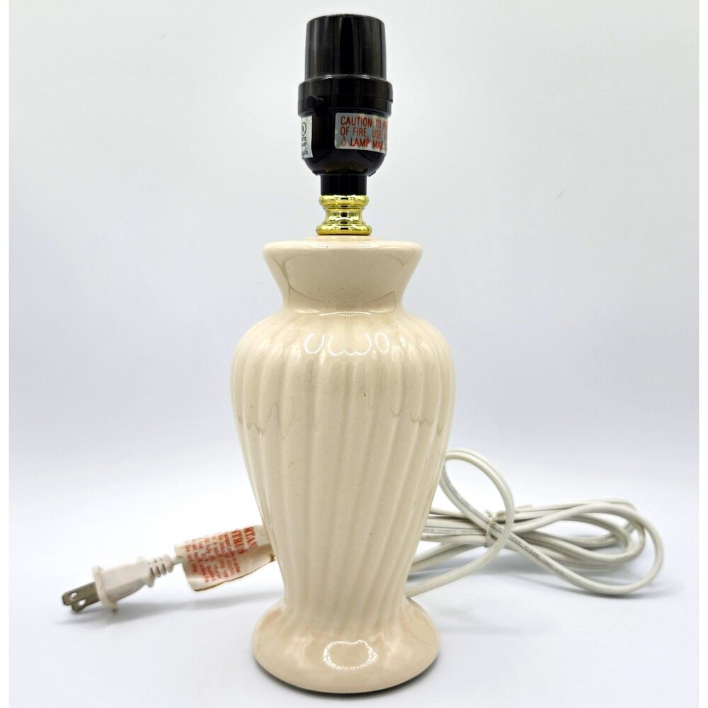 Beige Ceramic Table Lamp Base, Corded Rotary Switch, UL Listed E149173